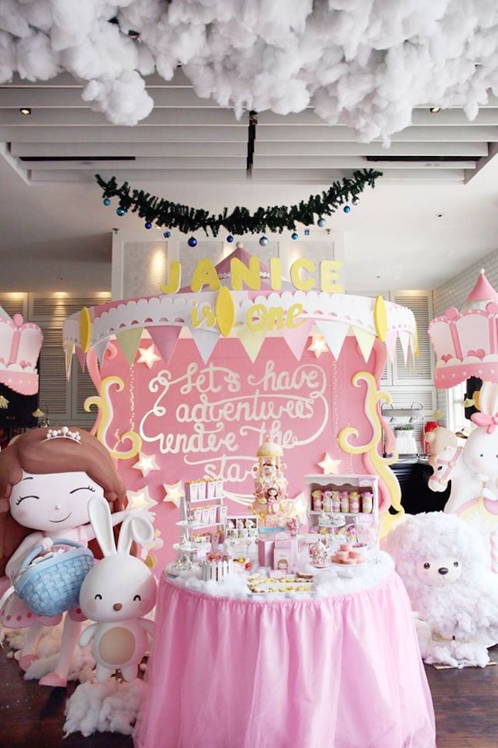 Kara's Party Ideas Carousel Gold and Pink Birthday Party | Kara's Party ...