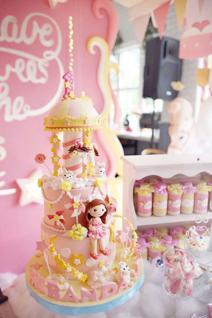 Kara's Party Ideas Carousel Gold and Pink Birthday Party | Kara's Party ...