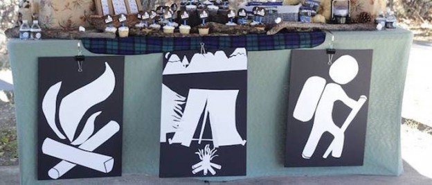 Dessert Table Banners from a Rustic Nature + Hiking Birthday Party Via Kara's Party Ideas KarasPartyIdeas.com (1)