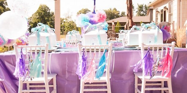 Dining Table from a Turquoise & Purple Modern Glam Frozen Birthday Party via Kara's Party Ideas KarasPartyIdeas.com (1)