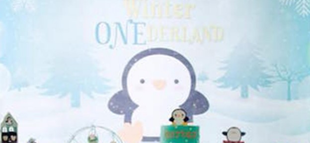 Backdrop from a Winter ONEderland Penguin 1st Birthday Party via Kara's Party Ideas | KarasPartyIdeas.com (4)