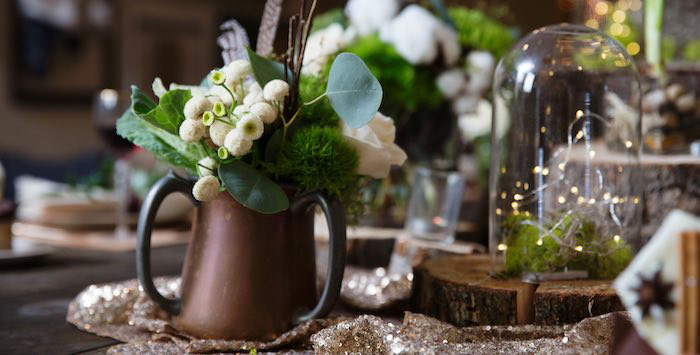 Rustic Floral Centerpiece from a "My Little Cinnabun" Rustic Glam Baby Shower via Kara's Party Ideas KarasPartyIdeas.com (1)