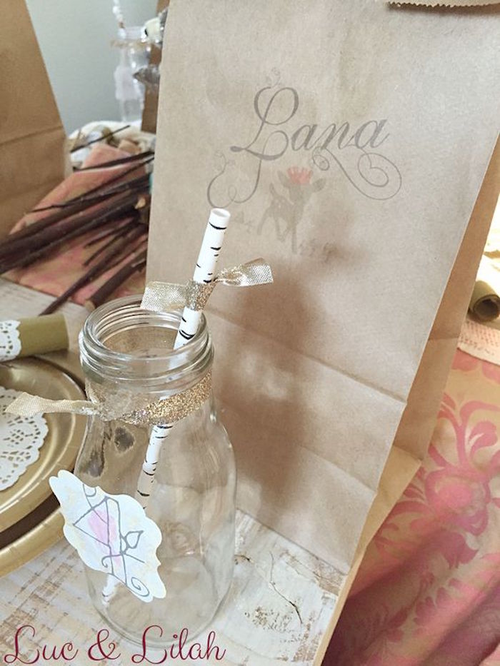 Custom Name Bag + Drink Bottle from a Snow White Enchanted Forest Birthday Party via Kara's Party Ideas KarasPartyIdeas.com (11)