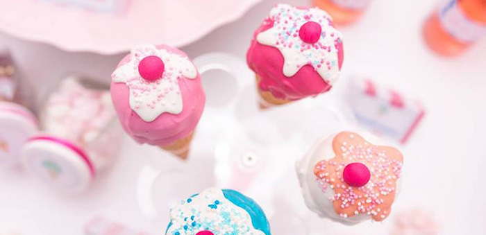 Ice cream Cone Cake Pops from an Ice Cream Shoppe Birthday Party via Kara's Party Ideas | KarasPartyIdeas.com (2)