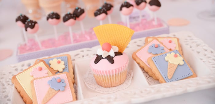 Cupcake + Cookies from an Ice Cream Parlor Birthday Party via Kara's Party Ideas - KarasPartyIdeas.com (4)