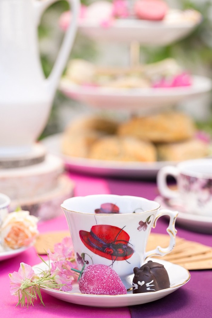 Tea cup & sweets from an Alice in Wonderland Tea Party via Kara's Party Ideas KarasPartyIdeas.com (12)