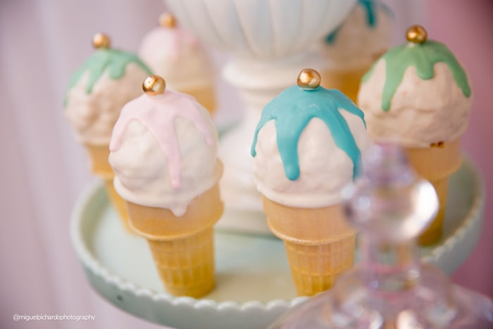 Ice cream cone pops from an Ice Cream Shop Birthday Party via Kara's Party Ideas KarasPartyIdeas.com (16)