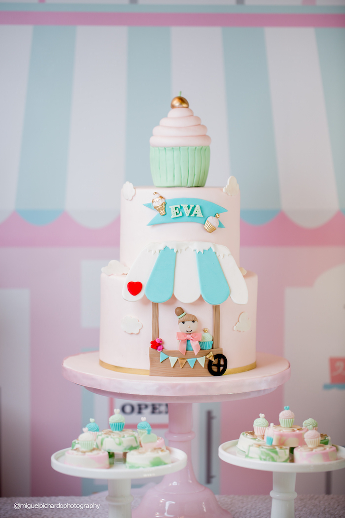Cake from an Ice Cream Shop Birthday Party via Kara's Party Ideas KarasPartyIdeas.com (14)