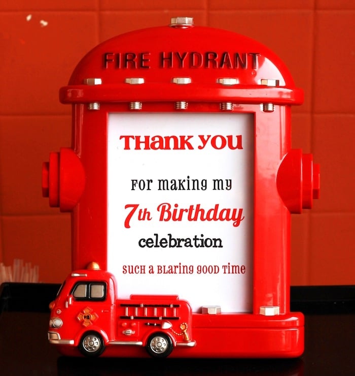 Fire hydrant frame + party signage from a Firefighter Birthday Party via Kara's Party Ideas | KarasPartyIdeas.com (23)