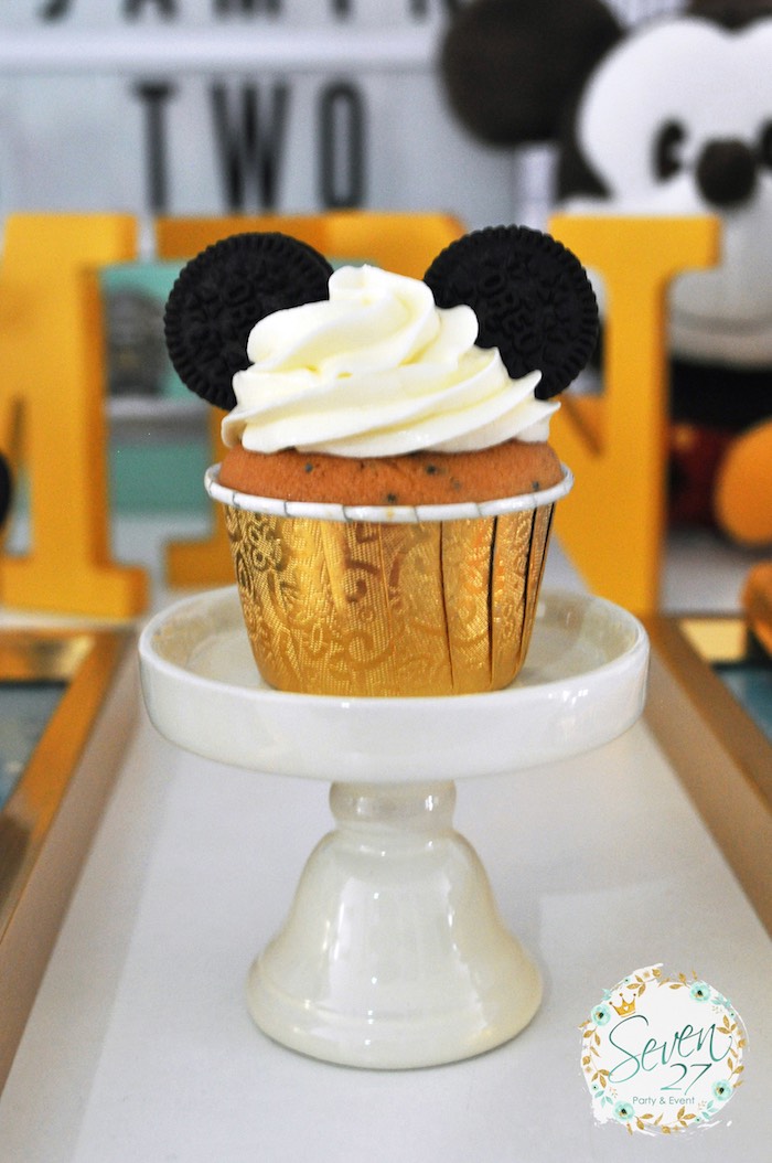 Mickey Mouse cupcake from a Vintage Mickey Mouse Themed Birthday Party via Kara's Party Ideas | KarasPartyIdeas.com (33)