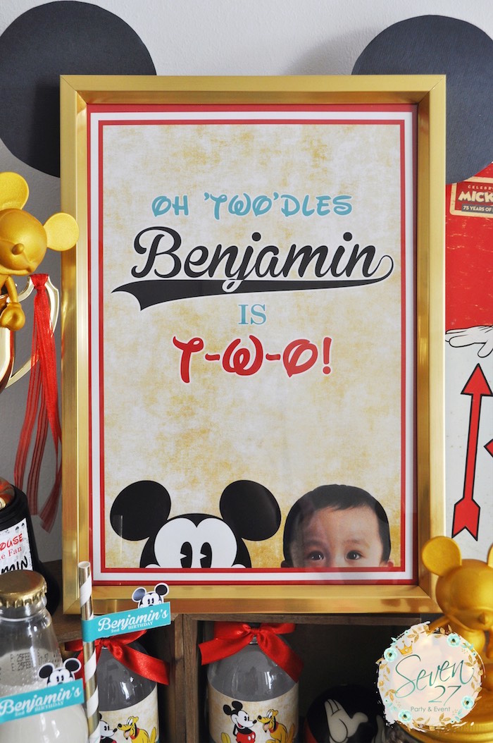 Framed signage from a Vintage Mickey Mouse Themed Birthday Party via Kara's Party Ideas | KarasPartyIdeas.com (28)
