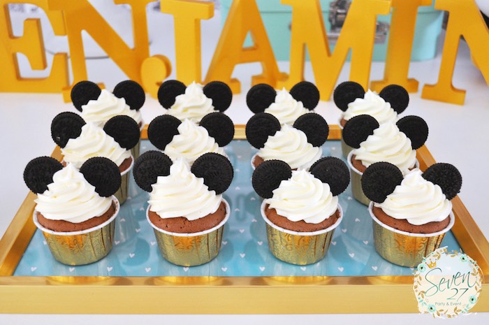 Mickey Mouse Cupcakes from a Vintage Mickey Mouse Themed Birthday Party via Kara's Party Ideas | KarasPartyIdeas.com (17)