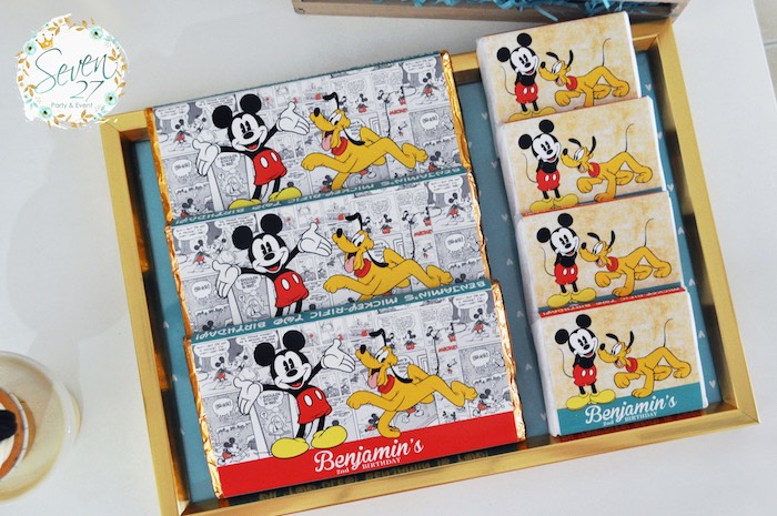 Candy bars + favors from a Vintage Mickey Mouse Themed Birthday Party via Kara's Party Ideas | KarasPartyIdeas.com (16)