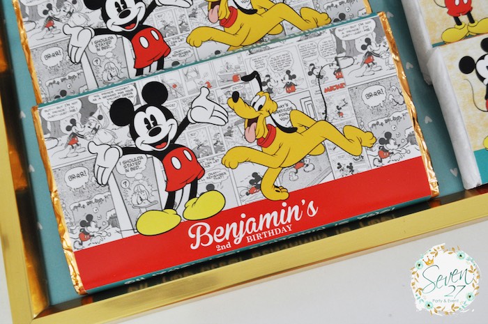 Mickey Mouse Chocolate Bar from a Vintage Mickey Mouse Themed Birthday Party via Kara's Party Ideas | KarasPartyIdeas.com (15)