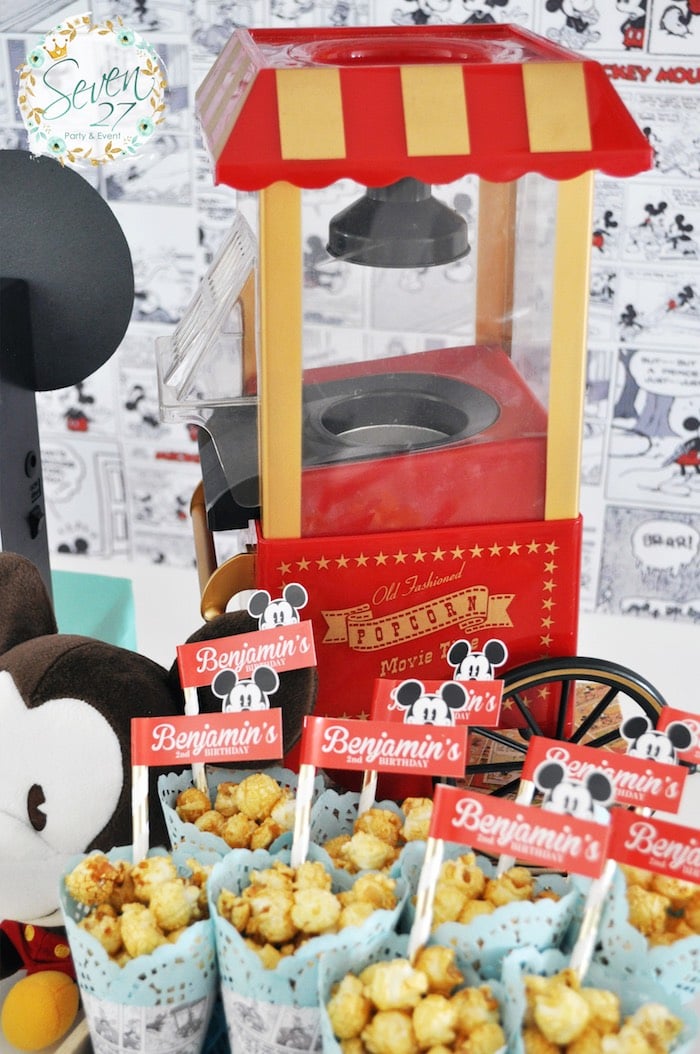 Popcorn popper from a Vintage Mickey Mouse Themed Birthday Party via Kara's Party Ideas | KarasPartyIdeas.com (43)