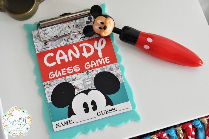 Game clipboard & pen from a Vintage Mickey Mouse Themed Birthday Party via Kara's Party Ideas | KarasPartyIdeas.com (6)