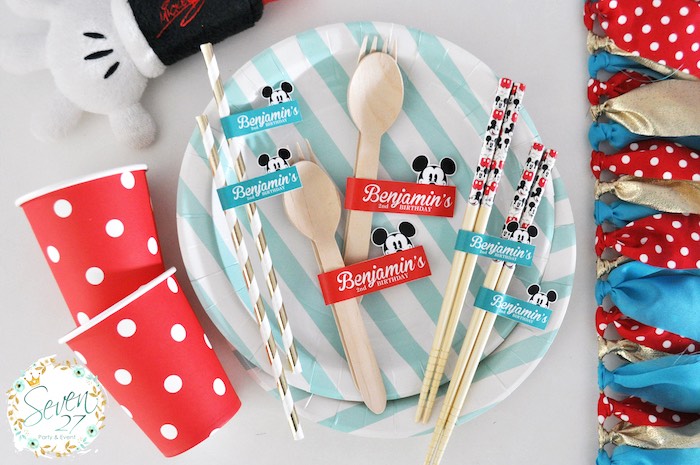 Partyware from a Vintage Mickey Mouse Themed Birthday Party via Kara's Party Ideas | KarasPartyIdeas.com (4)