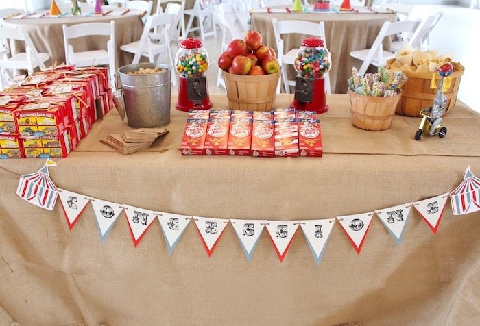 Concession + snack table from a Big Top Circus Themed Birthday Party on Kara's Party Ideas | KarasPartyIdeas.com (27)