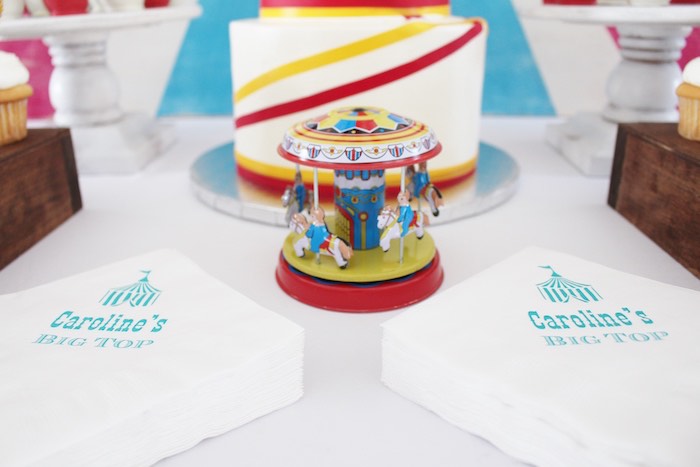 Napkins from a Big Top Circus Themed Birthday Party on Kara's Party Ideas | KarasPartyIdeas.com (16)
