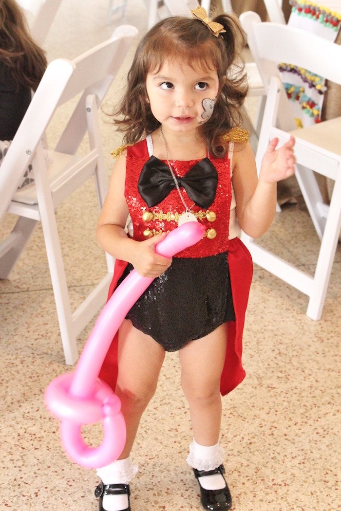Trapeze artist costume worn by the birthday girl from a Big Top Circus Themed Birthday Party on Kara's Party Ideas | KarasPartyIdeas.com (30)