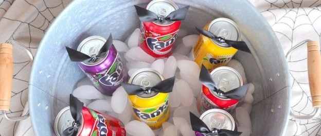 Fanta Halloween Soda Can Bat Toppers and NUTTER BUTTER Cookie Pumpkin Cupcakes! By Kara's Party Ideas | Kara Allen | KarasPartyIdeas.com for Fanta and Nabisco