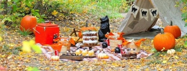 Halloween black cat picnic via Kara's Party Ideas | KarasPartyIdeas.com | Kara Allen