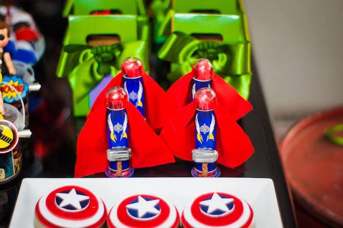 Favor tubes from an Avengers Superhero Birthday Party on Kara's Party Ideas | KarasPartyIdeas.com (41)