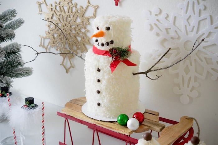 Snow Man Cake from a Let it Snow Holiday Party on Kara's Party Ideas | KarasPartyIdeas.com (30)
