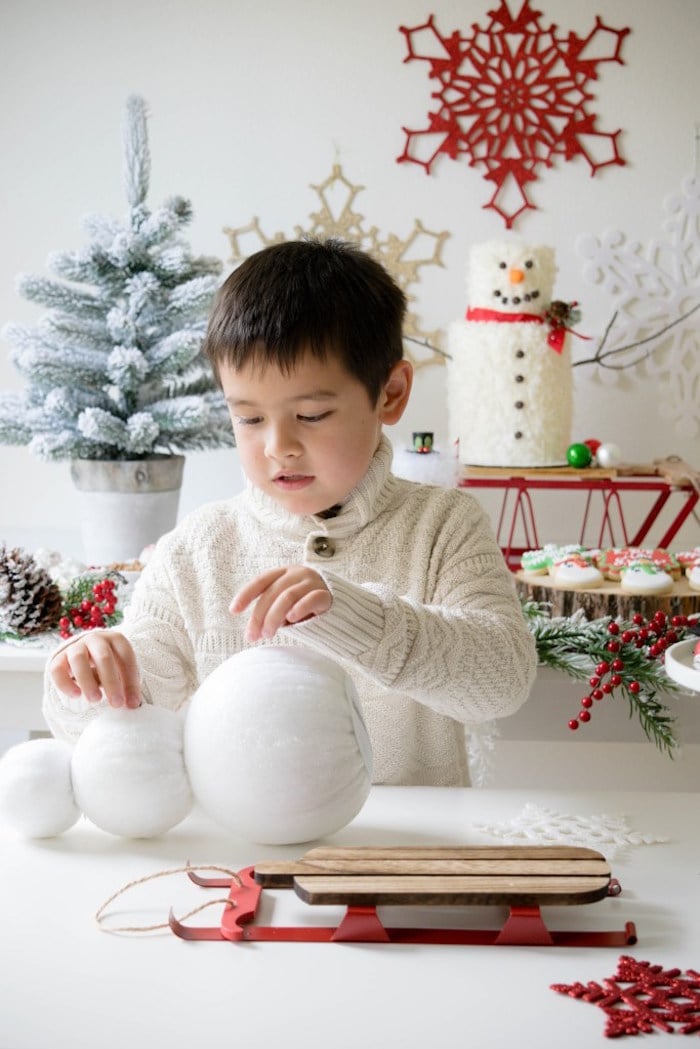 Snow Man craft from a Let it Snow Holiday Party on Kara's Party Ideas | KarasPartyIdeas.com (18)