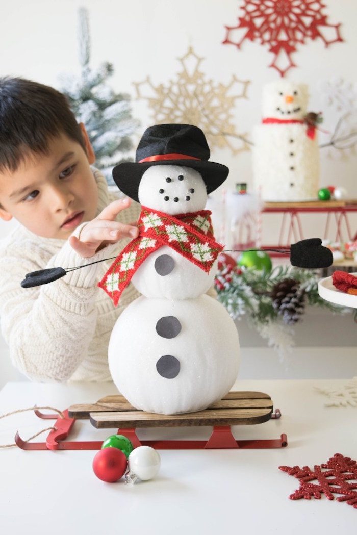 Snow Man building activity from a Let it Snow Holiday Party on Kara's Party Ideas | KarasPartyIdeas.com (16)