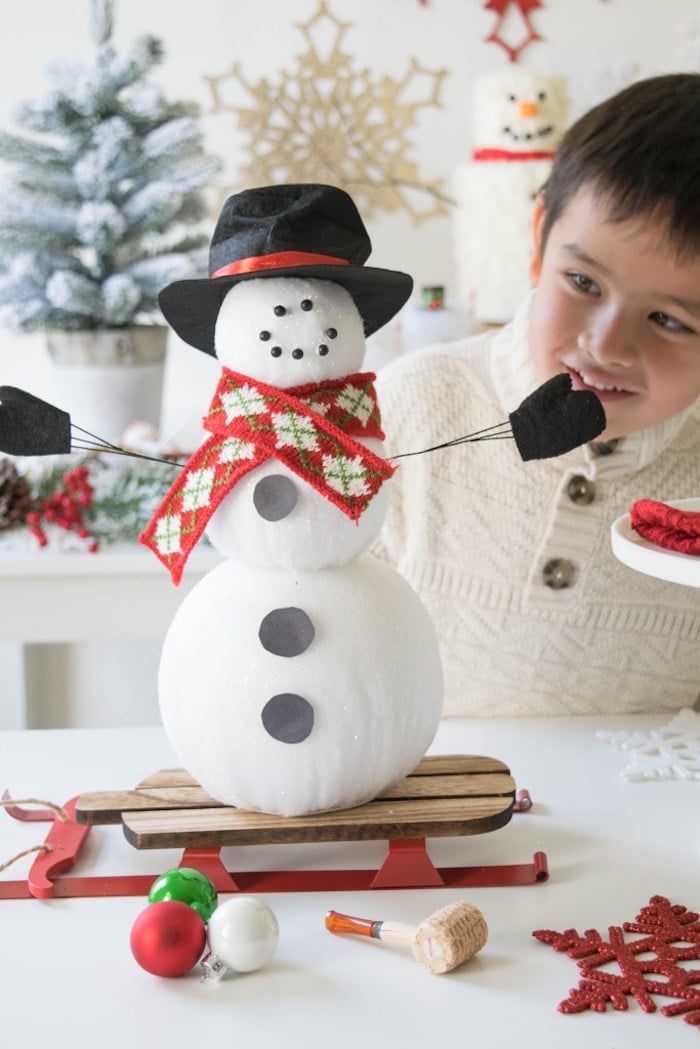 Styrofoam Snow Man from a Let it Snow Holiday Party on Kara's Party Ideas | KarasPartyIdeas.com (15)
