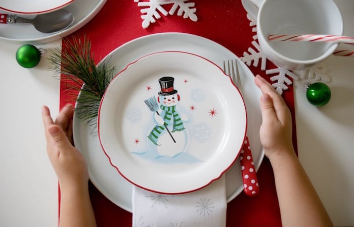 Snow Man place setting from a Let it Snow Holiday Party on Kara's Party Ideas | KarasPartyIdeas.com (7)