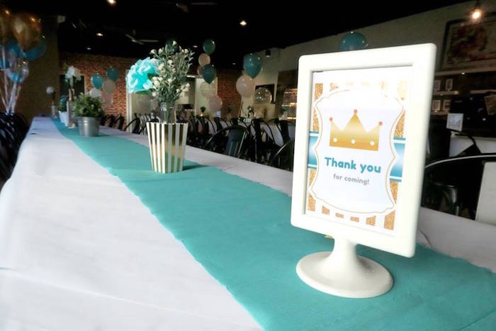 Guest table from a Royal Prince First Birthday Party on Kara's Party Ideas | KarasPartyIdeas.com (4)