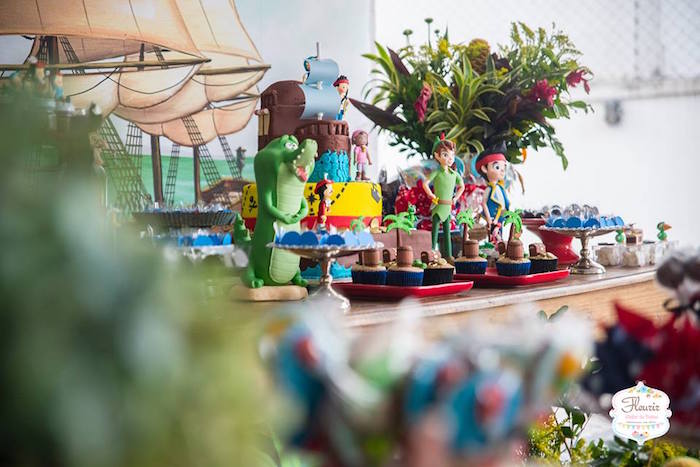 Dessert tablescape from a Jake and the Neverland Pirates Birthday Party on Kara's Party Ideas | KarasPartyIdeas.com (16)