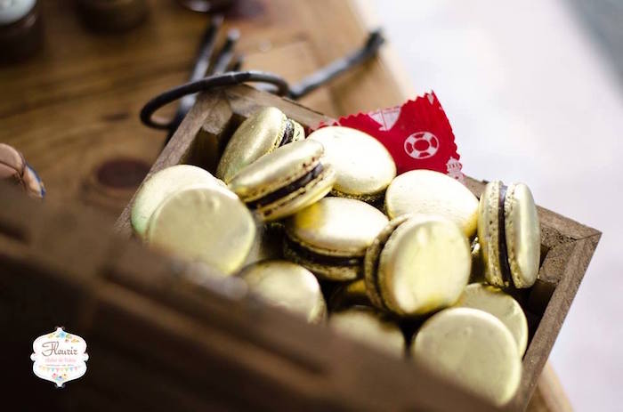 Gold coin macarons from a Jake and the Neverland Pirates Birthday Party on Kara's Party Ideas | KarasPartyIdeas.com (8)