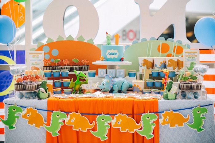 Dessert table from a Modern Dinosaur Birthday Party on Kara'a Party Ideas | KarasPartyIdeas.com (14)