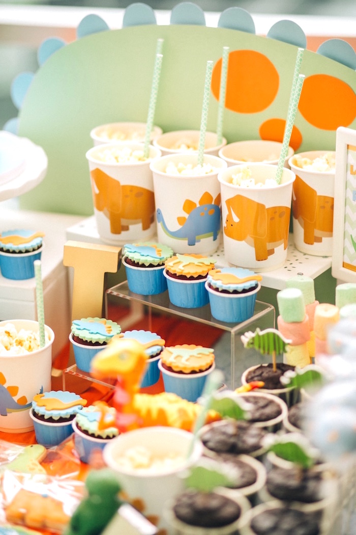 Dinosaur cups from a Modern Dinosaur Birthday Party on Kara'a Party Ideas | KarasPartyIdeas.com (22)