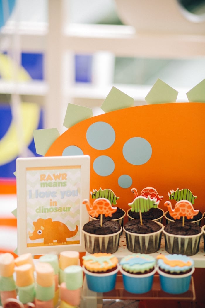Dinosaur cupcakes from a Modern Dinosaur Birthday Party on Kara'a Party Ideas | KarasPartyIdeas.com (17)