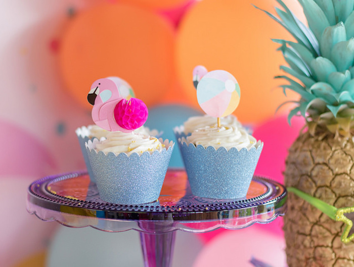 Flamingo cupcakes from a Tropical Flamingo Birthday Party on Kara's Party Ideas | KarasPartyIdeas.com (18)