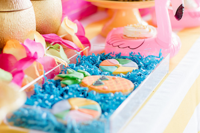 Cookies from a Tropical Flamingo Birthday Party on Kara's Party Ideas | KarasPartyIdeas.com (16)