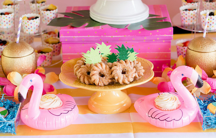 Pineapple doughnuts from a Tropical Flamingo Birthday Party on Kara's Party Ideas | KarasPartyIdeas.com (15)