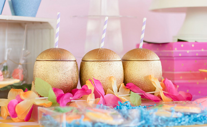 Coconut cups from a Tropical Flamingo Birthday Party on Kara's Party Ideas | KarasPartyIdeas.com (14)