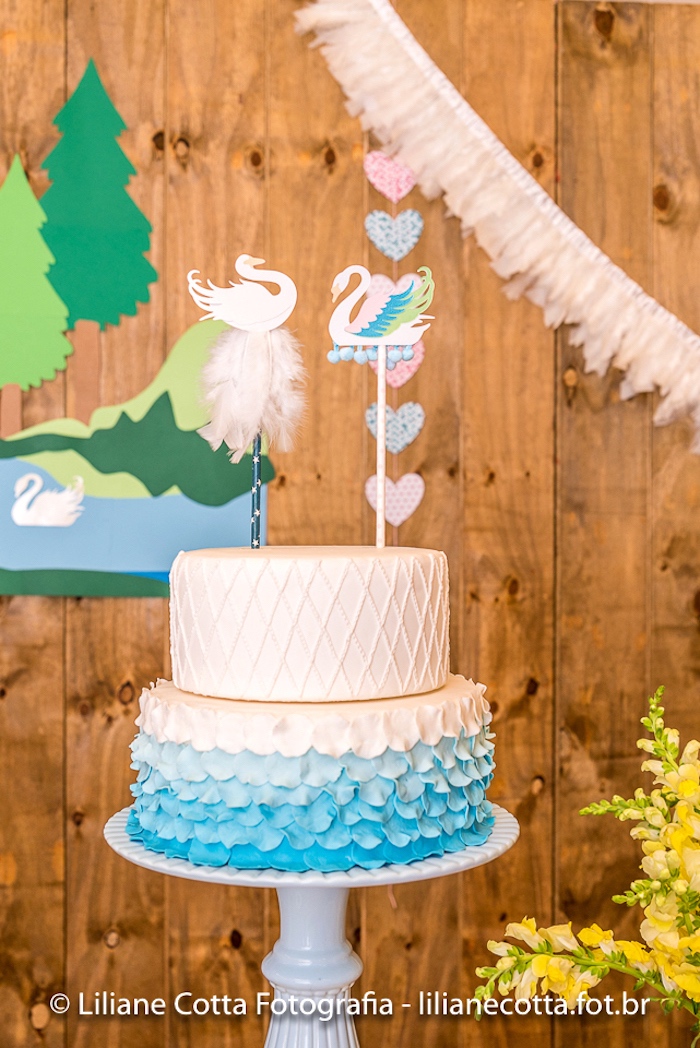 Swan cake from a Stella McCartney Inspired Swan Party on Kara's Party Ideas | KarasPartyIdeas.com (27)