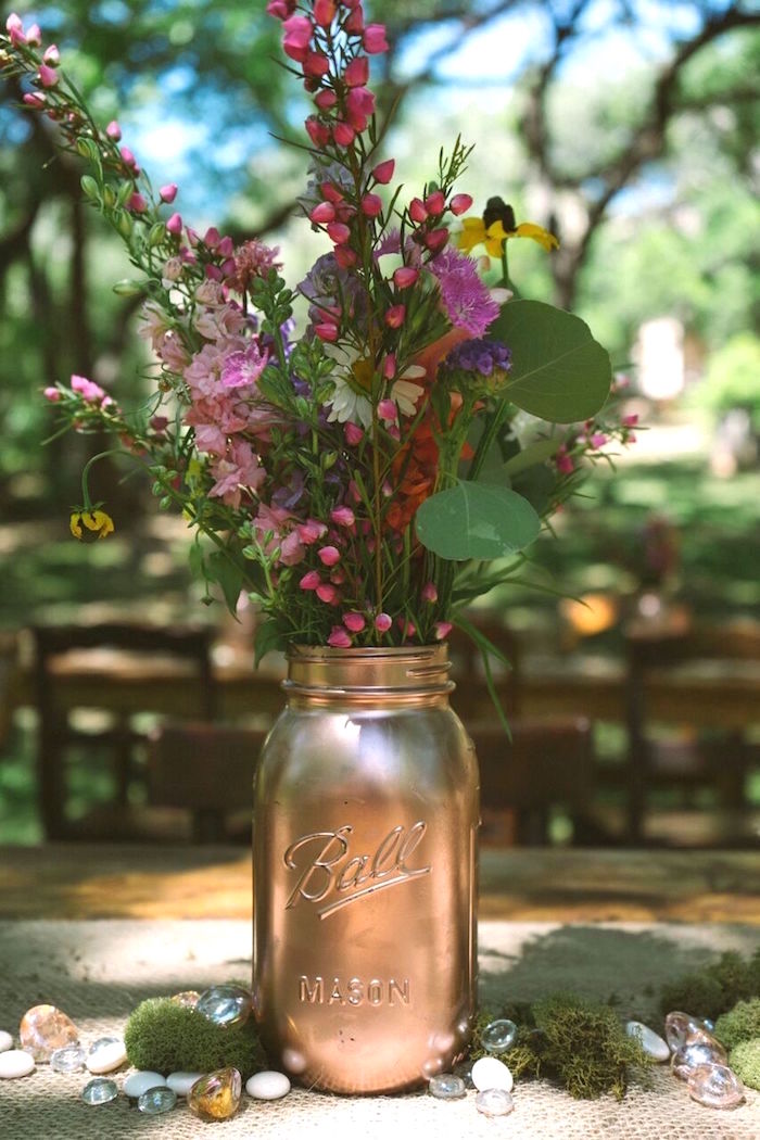 Copper Mason Jar Blooms from a Coachella Inspired Boho Birthday Party on Kara's Party Ideas | KarasPartyIdeas.com (11)