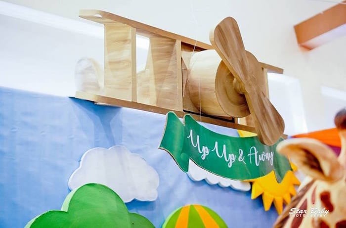 Wooden Airplane from a Hot Air Balloon Safari Birthday Party on Kara's Party Ideas | KarasPartyIdeas.com (20)