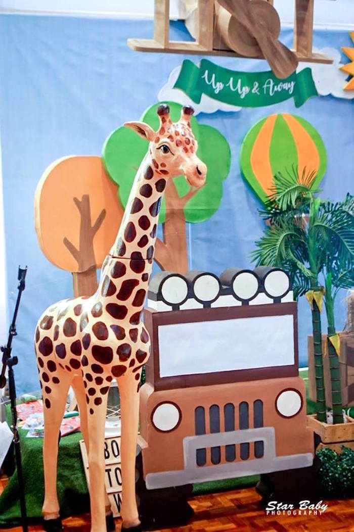 Jeep and Giraffe from a Hot Air Balloon Safari Birthday Party on Kara's Party Ideas | KarasPartyIdeas.com (15)