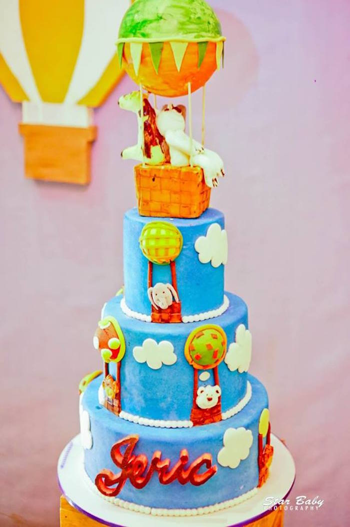 Hot Air Balloon Safari Cake from a Hot Air Balloon Safari Birthday Party on Kara's Party Ideas | KarasPartyIdeas.com (7)