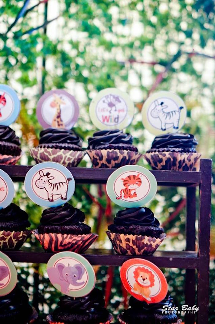 Safari Animal Cupcakes from a Hot Air Balloon Safari Birthday Party on Kara's Party Ideas | KarasPartyIdeas.com (6)
