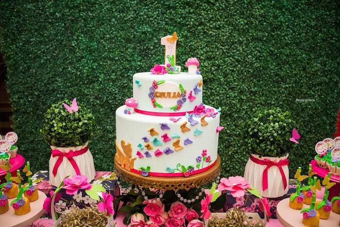 Garden Cakescape from an Enchanted Garden Birthday Party on Kara's Party Ideas | KarasPartyIeas.com (13)