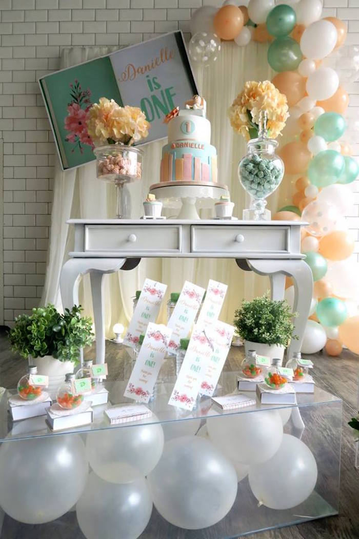 Storybook 1st Birthday Party Decorations, One For The Books Green